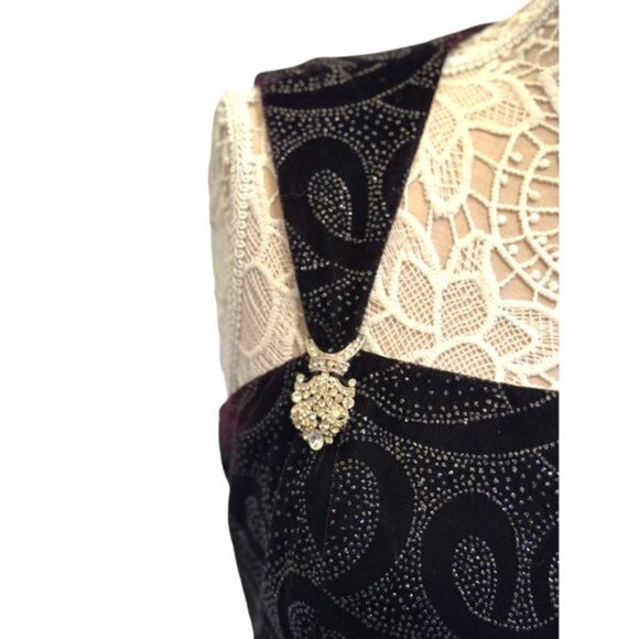 Vintage Scott McClintock 90s Glittery Black Velvet Shimmer Maxi Dress Womens 14 - Picture 6 of 15